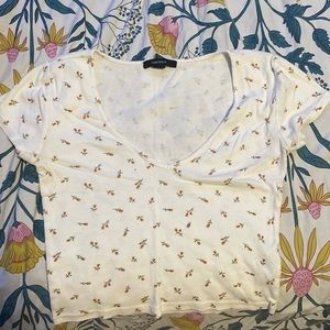 Floral print v neck crop top